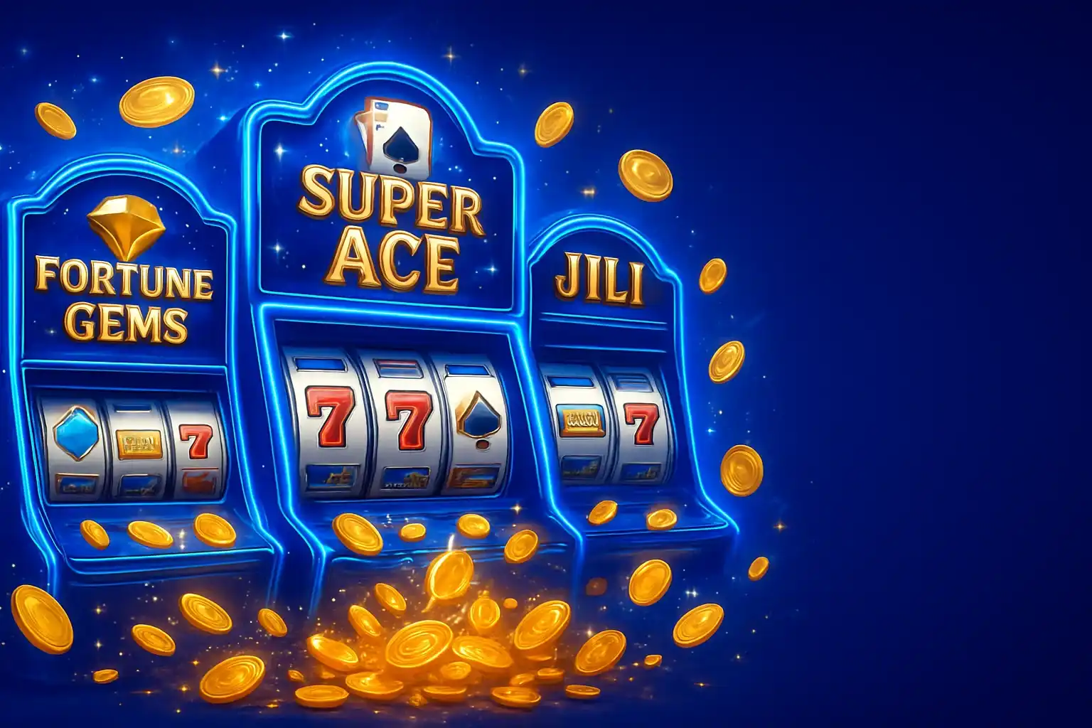 Bright Philippine casino slot machines with JILI symbols and exploding gold coins